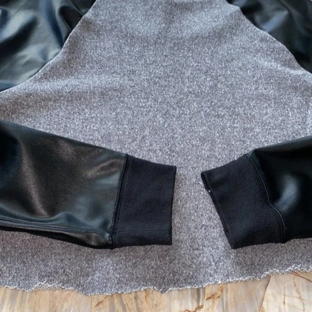 Victoria’s Secret Gray/Faux Leather Sweatshirt Short Medium - Picture 10 of 10